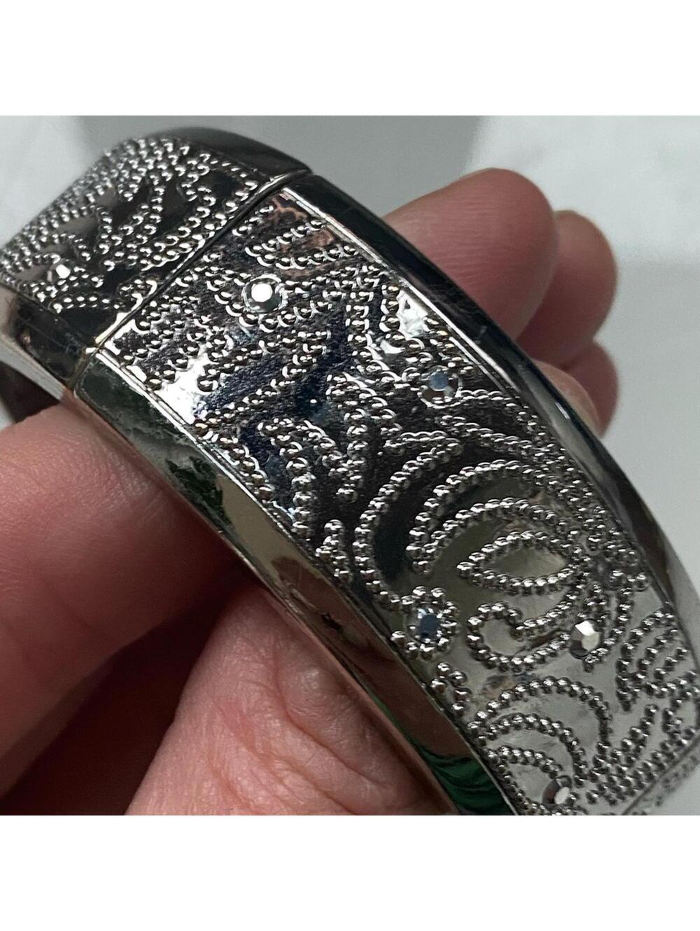 Vintage Chico's Regan Stretch Bracelet Rhinestone Silver Toned 7.5"